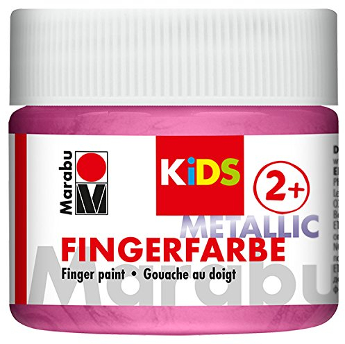 Marabu 03030050733 - Kids Fingerfarbe metallic rosa 100 ml, Fingermalfarbe auf Wasserbasis, parabenfrei, vegan, laktosefrei, glutenfrei, zum Malen in Kindergarten, Schule, Therapie und zu Hause