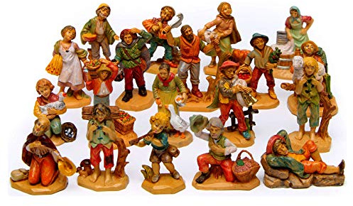 Holyart Nativity Scene figurines: Wood finish figurines for Nativity Scene 7 cm, set of 19