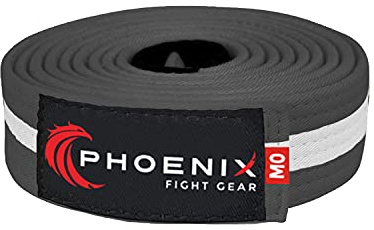 Phoenix Fight Gear BJJ Belt for Jiu Jitsu- A0, A1, A2, A3, A4, A5, White, Yellow, Orange, Purple, Blue, Green, Grey, Black (Grey/White, A0)