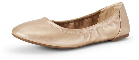 Amazon Essentials Women's Belice Comfortable Slip-On Ballet Flats Shoes, Rose Gold, 8.5 Wide