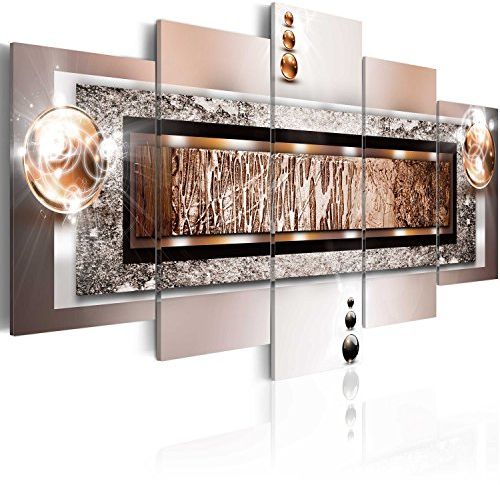 B&D XXL - Handart Abstrakt Kunstdruck auf Leinwand 200x100 cm 5 tlg Groß Kunstbilder wie Handgemalte Wandbilder XXL mit Acrylgel beschichtet Wand Bilder mit Struktur Wohnzimmer – Perlen 020101-216