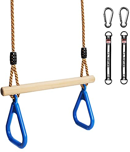 Katomi Wooden Swing Seat,with plastic rings multifunctional children's wooden trapeze