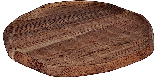 EGLO LIVING Dekoschale Forleyet, Schale zum Dekorieren, runder Dekoteller, Tablett aus Holz in Natur, Holzteller 37 x 34,5 cm