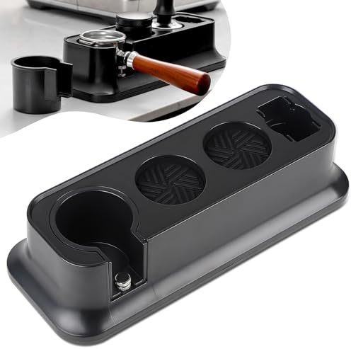 efuturetime Tamperstation 51–58 mm svart, skärmhållare tillbehör espresso tamper hållare station ABS höjdjusterbar, tamper hållare stativ universal, multifunktionell, lätt att rengöra
