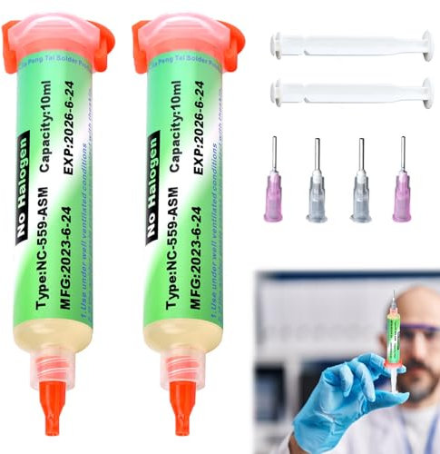Jeringa Flujo De Soldadura 2 Piezas Flux Para Soldar Estaño Pasta Para Soldar Estaño Flux Sin Plomo Pasta De Soldadura De Jeringa Flux Para SMD PCB BGA Soldadura Electronica 10ML