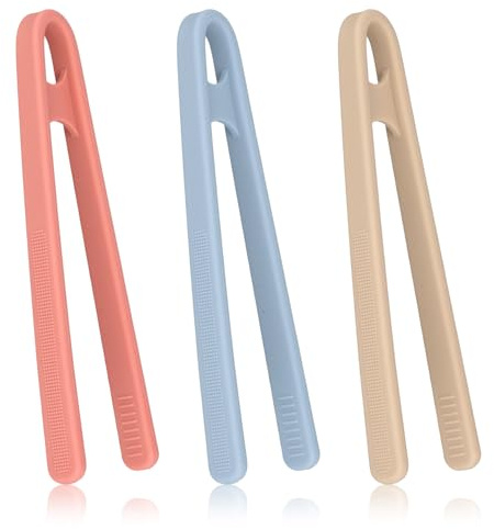 3pcs Silicone Mini Tongs, 5.5 Inch Colored Small Tongs for Kids, Baby, Toy, Serving, Appetizers, Fruit, Ice Cube, Candy, Pastries