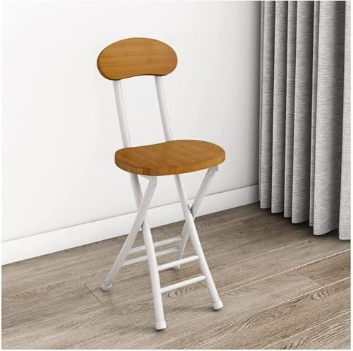 Esszimmerstuhl, Bürostuhl, tragbarer Klappstuhl, Kleiner Hochstuhl, Holzkissen, Stahlrohrhalterung 330 Pfund, bequemer bunter Klappstuhl für zu Hause, Dunkles Holz, 30,3 Zoll