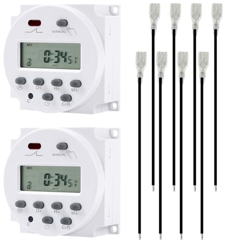 Interrupteur Horaire, 2 Pièces Horloge Programmable, Minuterie Modulaire, avec Minuteur Programmable et Écran Numérique LCD, Minuterie Programmable Prise Electrique, 8 Borniers, CN 101A, 12V DC 16A
