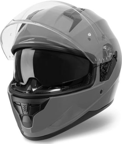 VINZ Kennet Casco Integral Moto | con Visera Solar | ECE 22.06 Homologado | Casco Scooter & Ciclomotor | En Tamaño XS - XXL | para Hombre y Mujer - Gris Nardo