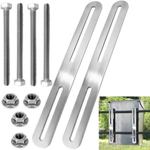 Juego de montaje para buzón de valla, 2 piezas, montaje de valla con pernos M5 y tuercas M5, 215 x 24 mm, fijación de buzón para fijación de buzón a puertas o vallas (plata, 215 mm)