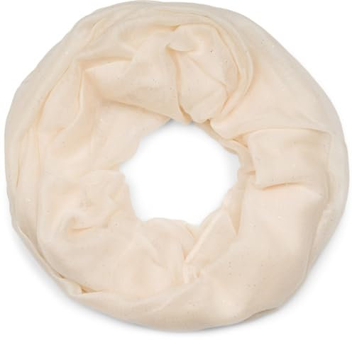 styleBREAKER Damen Loop Schal mit Glitzer-Effekt | Einfarbiger Schlauchschal aus weicher Viskose | Leicht & Elegant | 87 x 93 cm, Farbe:Creme-Beige