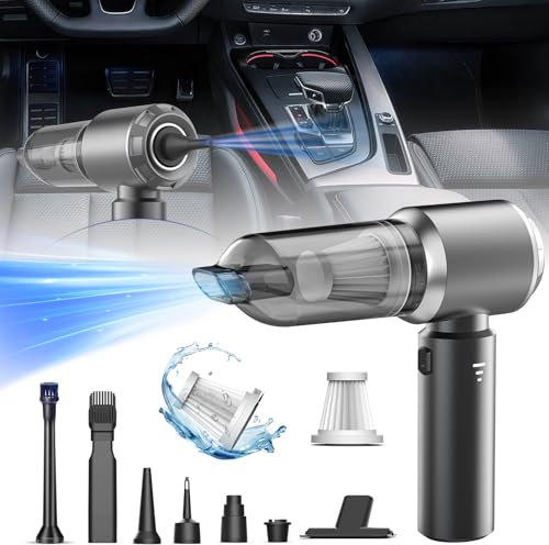 Handstaubsauger Autostaubsauger Elektrische Staubgebläse 4 in 1 20000PA Auto Staubsauger Extra Stark mit Akku,6000mAh Autostaubsauger 2 Stufen für Nass/Trocken, Haus, Büro,Tierhaare (Schwarz)