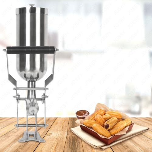 JOSBY Máquina llenadora Manual de postres de 4,5 L, máquina de inyección de Donuts de Acero Inoxidable con 3 Tubos centrales, diámetro de inyección de 6 mm y cantidad Ajustable de Mermelada