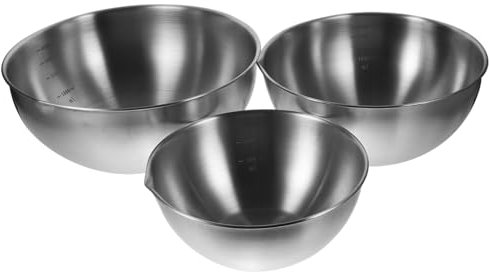 CIYODO 3 Pezzi Ciotole Da Cucina in Acciaio Inox Ciotola Per Alimenti Capacità Bacinella Porta Insalate Per Mescolare Pasta Ripieni