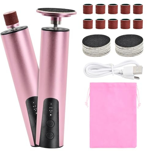 Focenat 2 in 1 Lima Electrica Pies Durezas con 30 Almohadillas de Repuesto, 6 Velocidades Recargable Pedicura Electrico, Quita Callos Profesional, Foot File, Eliminar Durezas y Callos