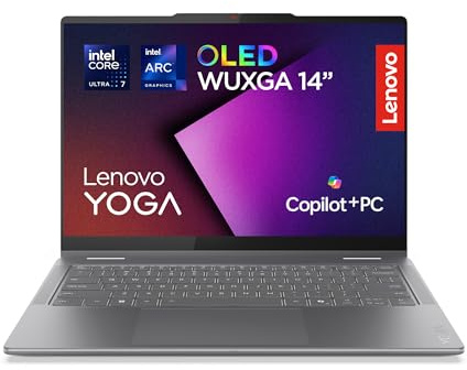 Lenovo Yoga 7 (2 in 1) Notebook Copilot+ PC Convertibile Touch 14” OLED WUXGA (1920x1200), Intel Core Ultra 7 256V, RAM 16 GB, 512 GB SSD, 60 Hz, Windows 11 Home, WiFi 7 - Luna Grey