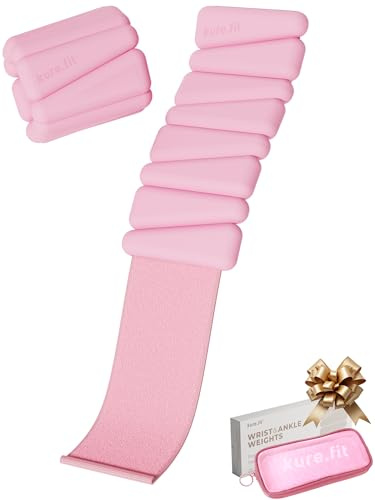 kure.fit Weighted Bangles | Adjustable Wrist and Ankle Weights for Women 2LB Each (Set of 2) | Ankle Weights for Yoga, Pilates & Walking | Leg & Arm Weights for Men | Home & Gym Workouts | Pink