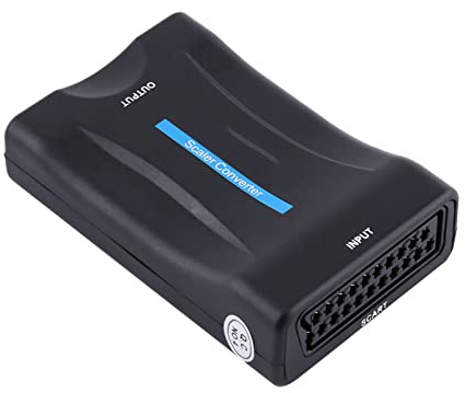 Ausla Convertidor Scart a, Adaptador Escalador Compacto con Cable de Alimentación USB, Salida 720P 1080P para TV y Dispositivos Multimedia