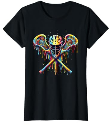 Bâtons de Casque de Crosse Drip Lax Paint Splash Drip Lacrosse T-Shirt Graphique avec Valeur