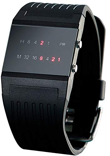 Monsterzeug Binäre Armbanduhr, Binäruhr, Uhr mit Binäranzeige, kreative Zeitanzeige, Geschenk für Männer, Maße: ca. 32 mm (Breite), 250 mm (Länge)