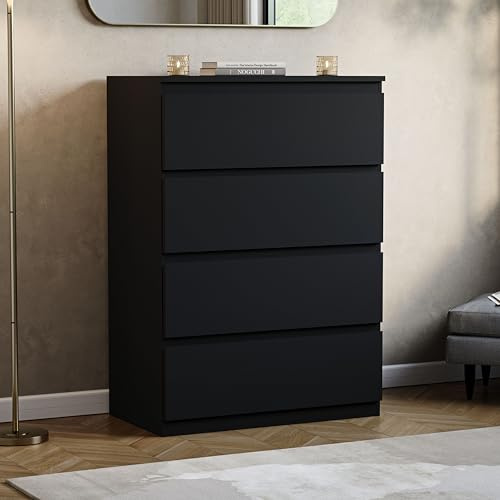 Vida Designs Denver Commode à tiroirs (Noir, 4 tiroirs)
