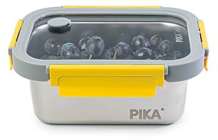 Pika - Boite alimentaire 800ml en inox et couvercle en verre trempé – Hermétique et légère – Compatible micro-ondes, four, congélateur – MetalShock