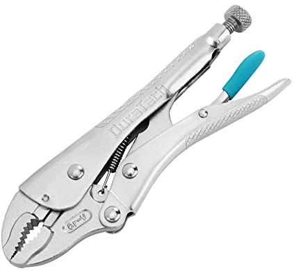 DURATECH 7-Inch Locking Pliers, Premium Cr-V Construction, Curved Jaw Locking Pliers with Wire Cutter, Fit for Clamping Twisting Welding