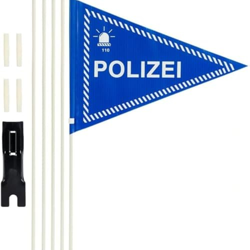 Lohill Fahrradwimpel Jungen Kinder Polizei 150cm mit Befestigungswinkel, Polizei- Kinderfahrradfahne mit Stab, Verstellbare Sicherheitswimpel Für Kinderfahrrad