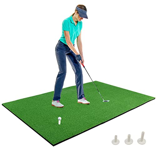 LIFEZEAL Golf Putting Matte 1,5 x 1 m, Faltbare Golfmatte, Professionelle Schlagmatten mit Kunstrasen & 2 Tee-Positionen, Indoor- und Outdoor-Trainingshilfe für Anfänger, Golfliebhaber, Golfer