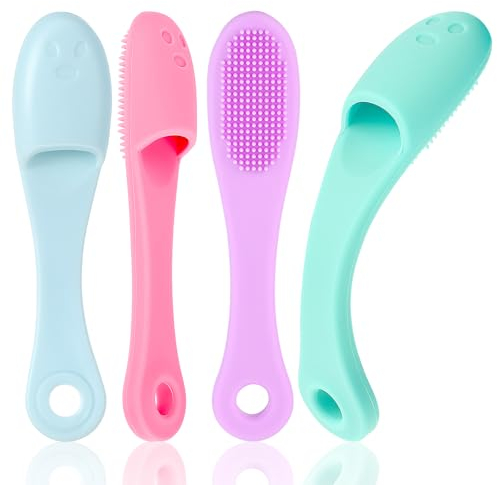 4 Stück Hundezahnbürste, Zähne Reinigung Zahnbürste Kit für Hunde Katzen Silikon Finger Zahnbürsten Wiederverwendbar für Welpen, Katzen & Kleine Haustiere Zahnpflege