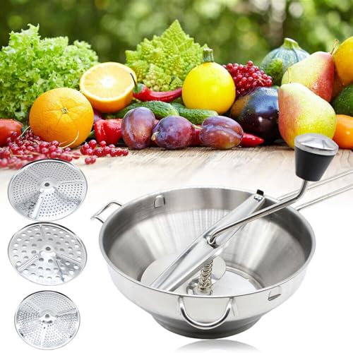 Passiergerät, Edelstahl Passiermühle mit 3Frässcheiben Passiergerät Passiermaschine Passiersie für Saucen, Pürees, Marmeladen