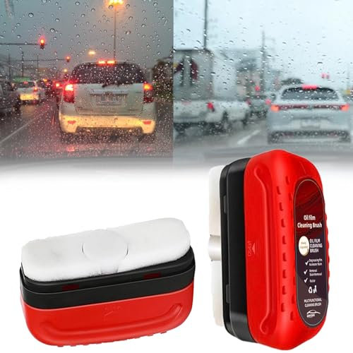 2 Pezzi Automotive Oil Film Cleaning Brush 120ml Pulitore Vetri Finestre, Car Glass Oil Film Remover, Oil Film Cleaner Vetri Auto, Oil Film Cleaning Brush per Parabrezza, Specchietto Retrovisore