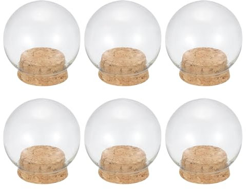 PATIKIL 6Pcs Round Cloche Glass Dome Glass Bell Jar Display Case with Cork Base 1.69x2.76inch