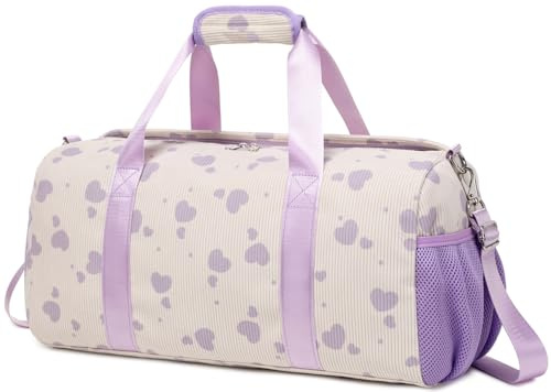 Sportväska för flickor barn duffelväska flicka resväska barn övernattningsväska simväska med skofack, BEIgE, Reseduffel