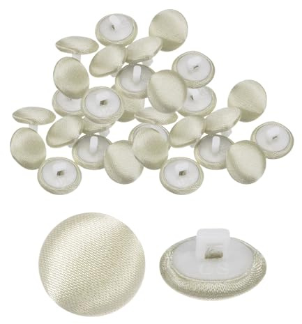 sourcing map 30pcs Satin Buttons 0.5 (12.5mm) Smooth Satin Covered Round Tuxedo Buttons with Shank Cloth for Bridal Wedding Dress Blouse Suits DIY, Dark Beige