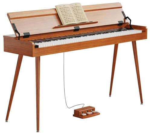 KUMENG Digital Piano 88 Key Weighted Keyboard,Full-Size Desk Progressive Hammer-Action Electric Piano For Beginners, With Sheet Music Stand, Pedal,Power Adapter, Headphone Mode, Usb-Midi