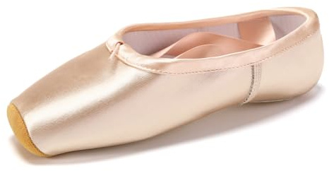 SWDZM Scarpe da Danza Punte Classica Professionali Balletto Pointe Comprende Scarpette Salvapunte e Nastri per Ragazza e Donna,Rosa,Suola in Cuoio,41 EU