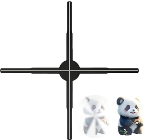 3D holografisk fläkt, 3D holografisk projektor reklamdisplay, LED-lampa pärlor roterande fläktformad holografisk projektor, stöder WIFI Bluetooth APP-anslutning,50cm