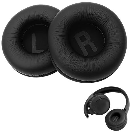 Almohadillas de Repuesto Cascos Compatibles con JBL Tune 450BT 500BT 510BT 520BT 460BT, Almohadillas Cascos Auriculares de Repuesto en Cuero PU y Esponja, Negro