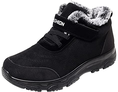 cfpqv Scarpe invernali da uomo foderate – Stivali invernali caldi con lacci, scarpe da trekking, scarpe da lavoro, scarpe termiche per attività all'aria aperta, scarpe da ginnastica, Nero , 41 EU