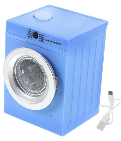 Beaupretty Machine à Laver Miniature 1:12 Bleu en Métal Porte Rotative et Vêtements Lavables pour Scènes Miniatures et Chambres de Jouets
