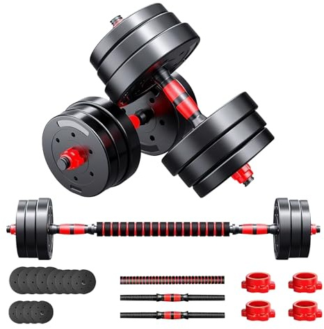 Mancuernas Ajustables 20kg para Gimnasio en Casa - Set de Pesas Regulables con Material Ecológico, Seguro y Antideslizante | Ideal para Principiantes, Entrenamiento en Espacios Pequeños (20KG)
