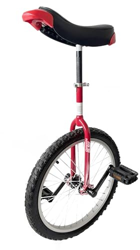 Green Slide Unicycle 20 Inch Nova Red Range Beginner (Round Fork) Lightweight Aluminium Rim Ergonomic Saddle with Handles