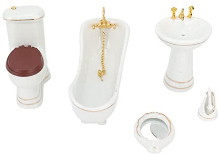 RIZGHWOY Bellissimo Set da Bagno per Casa delle Bambole in Scala 1:12 con Giocattoli in Miniatura per i Mobili della Casa delle Bambole, per gli Appassionati di Box/Cover delle