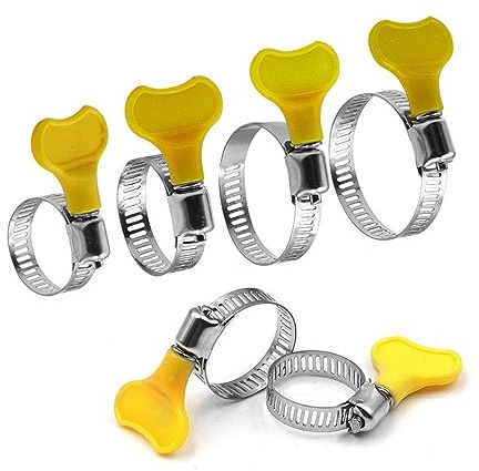 XIAOGYYE 10Pcs / 100Pcs 8-51Mm Justerbar Gul Plasthandthand Twist Slangklemmar Körning, 201 Rostfritt Stål Rörklipp För Rör/10Pcs/13-19Mm