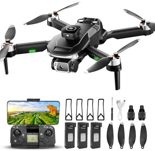 HYTOBP S165 MAX Drone con Telecamera 1080P, Quadricottero Pieghevole per Principianti e Adulti, Trasmissione 5G, Regolazione Motorizzata 90°, Meno di 249g(nero) (Età 14+)