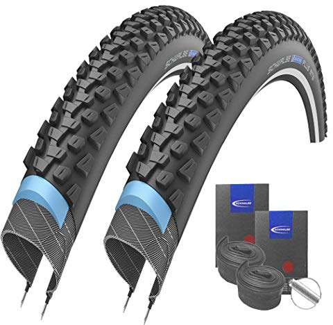 Set: 2 x Schwalbe Marathon Plus MTB Reflex Pannenschutz Reifen 29x2.25 + Schwalbe SCHLÄUCHE Autoventil