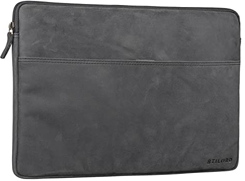 STILORD Murphy Pochette Ordinateur 15,6 Pouces Cuir Housse pour MacBook 16 Pouces et Laptop 15 Pouces Vintage Organiseur de Documents Sleeve Organizer Couleur:avaro - Grigio