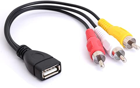 Tomost Cable USB a 3 RCA USB 2.0 hembra a 3RCA macho Video AV Videocámara Cable adaptador para TV PC DVD (20 cm)