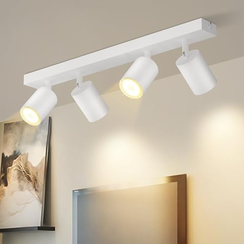 Glitzerlife LED Deckenstrahler Deckenleuchte 4 Flammig - Deckenlampe Weiss Küchenlampe GU10 Modern Strahler Schwenkbar 350° MAX.25W Deckenspot Spot für Schlafzimmer Flur Wohnzimmer (ohne Leuchtmittel)